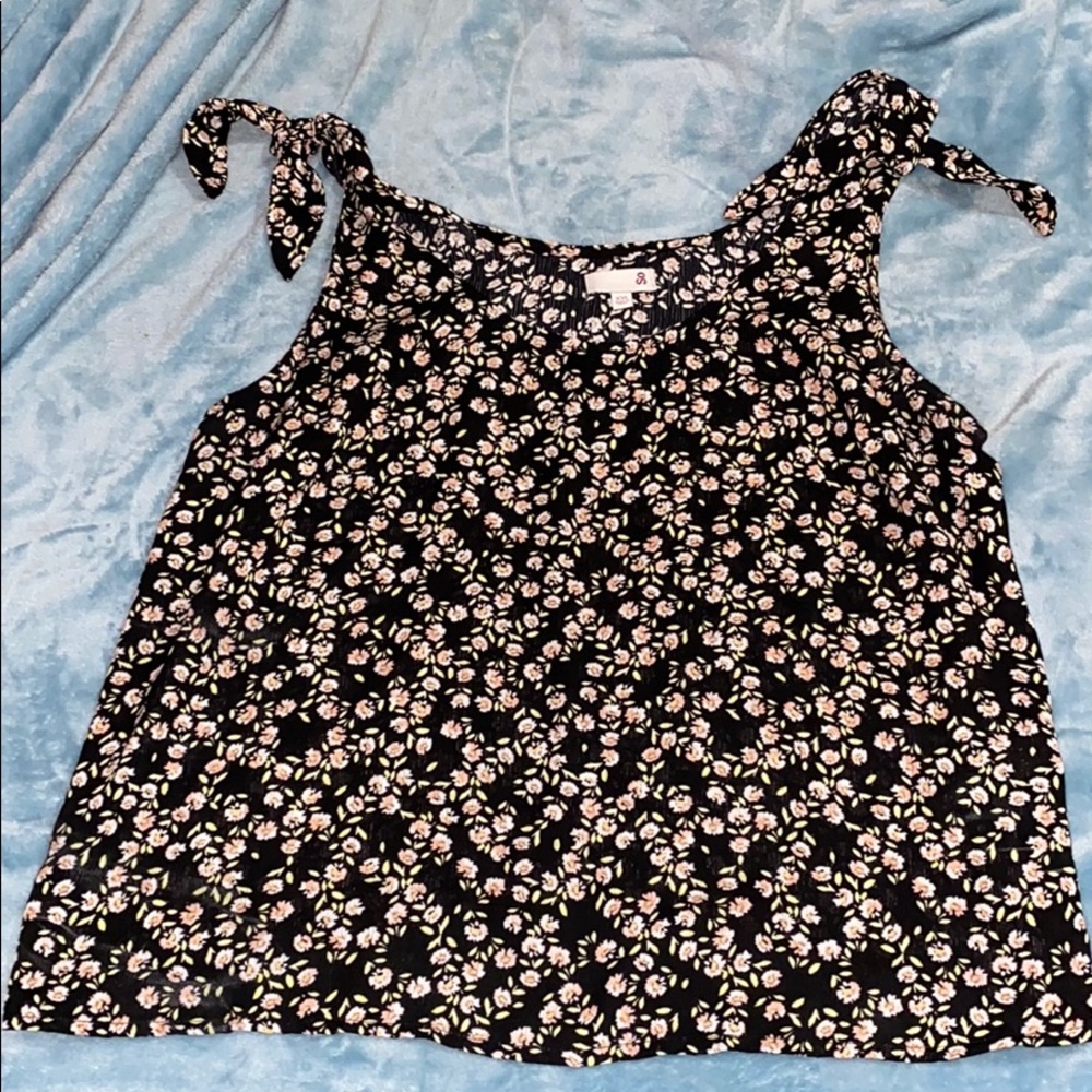 Floral black tank top